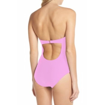 Pink Scallop Bandeau One-piece Swimsuit